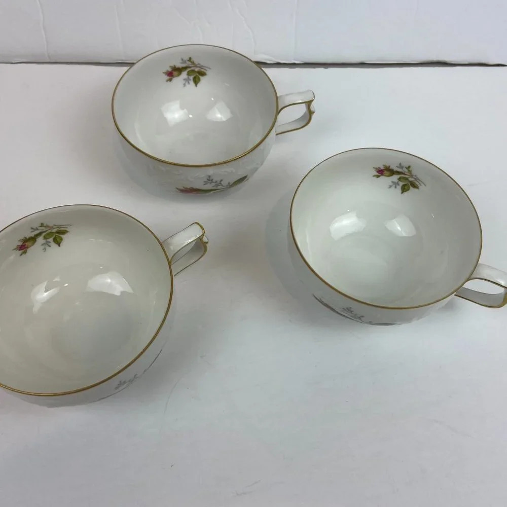 Set 3 pc NWOT ROSENTHAL POMPADOUR Ivory Moss Rose Cup Floral
